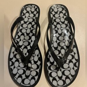 Coach Black Signature Flip Sandals
